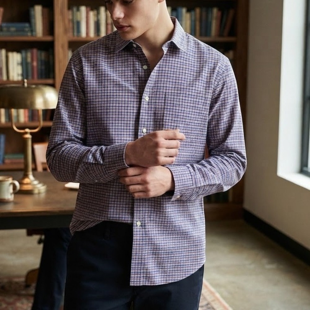 Lands End Mens 18-37 Supima No Iron Oxford Shirt Traditional Fit Check